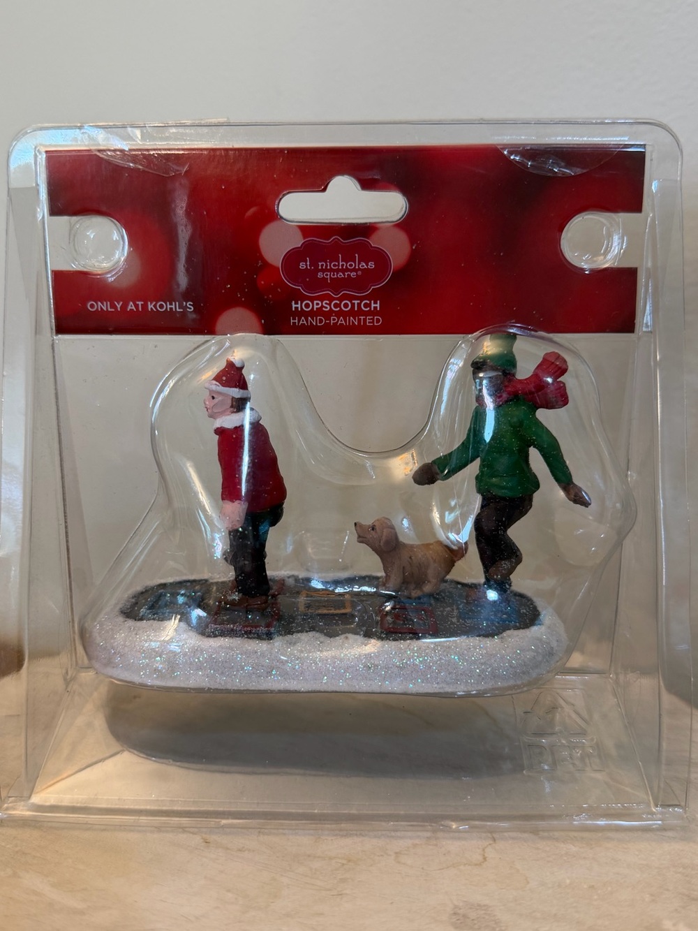 St Nicholas Square Hopscotch Christmas Village Figurine Kids Dog NIP 2024